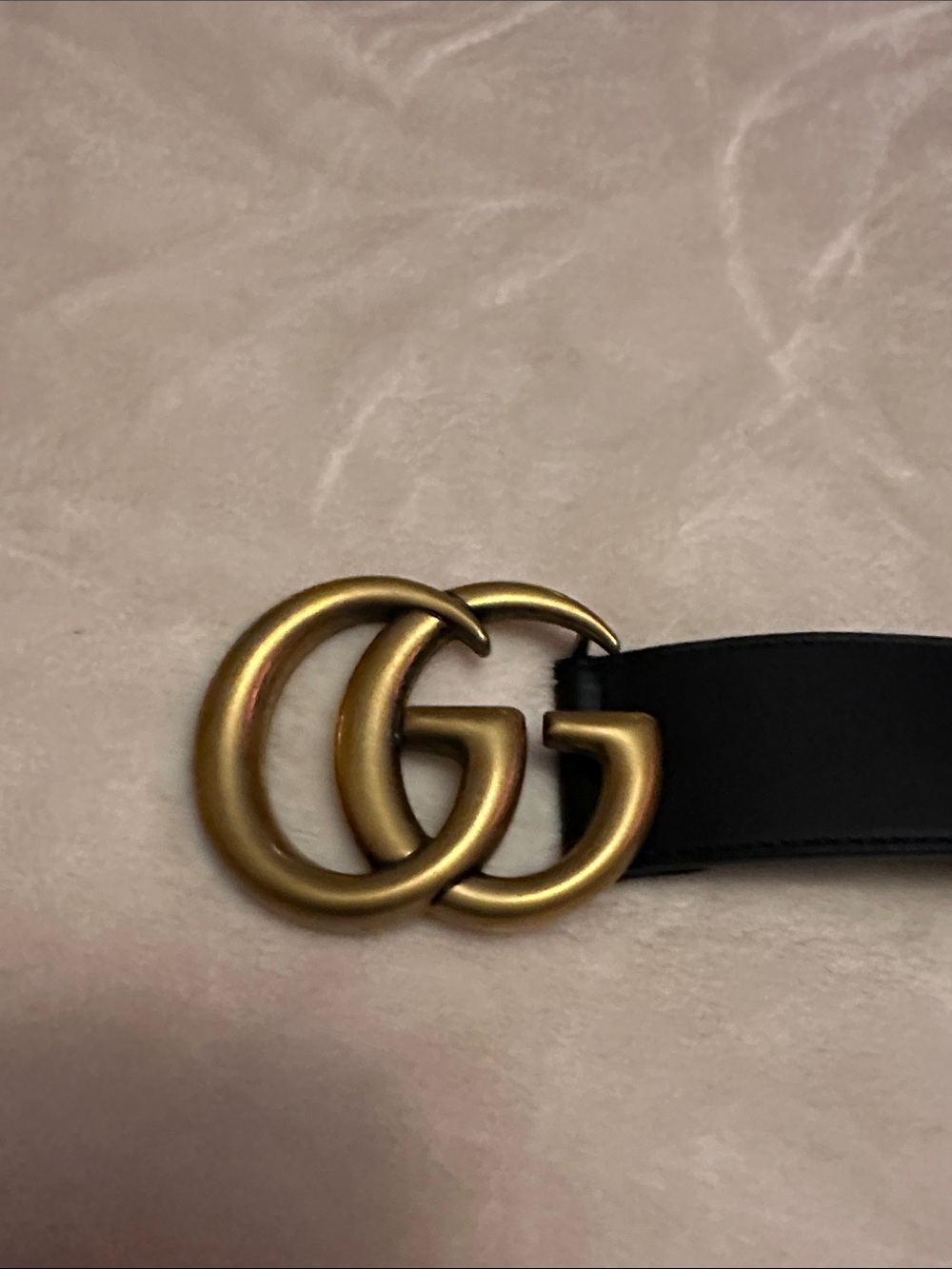 Gucci Black Leather Belt with Antique Gold Double G Buckle,new without tag never